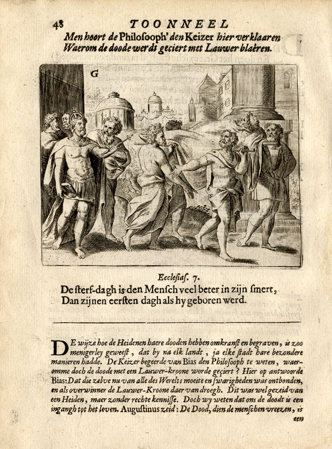 , Antique Print-BIAS-DEATH IS VICTORY-Vondel-1661, Pictura Antique Prints