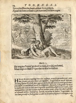 Antique Print-HERCULES-PATHS-WOMEN-Vondel-1661
