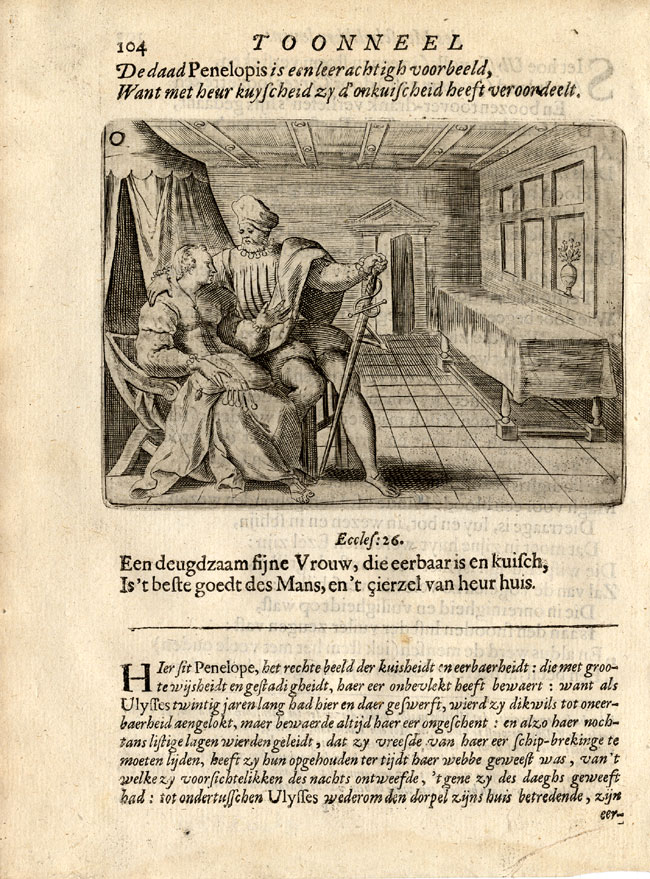 , Antique Print-PENELOPE-PURITY-ULYSSES-Vondel-1661, Pictura Antique Prints