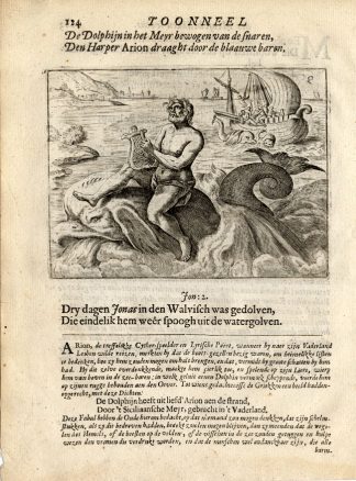 Antique Print-DOLPHIN-HARPER-SEA- Vondel-1661