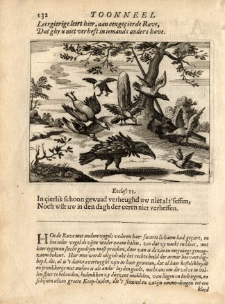 Antique Print-RAVEN-TRUE NATURE-Vondel-1661