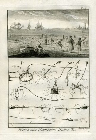 Antique Fishing Print-COAST-BEACH-Panckoucke-1793