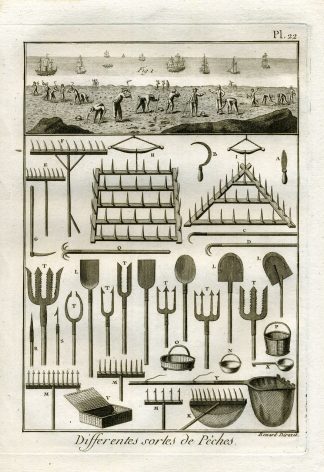 Antique Fishing Print-Plate 22-BEACH-SHELLS-Panckoucke-1793