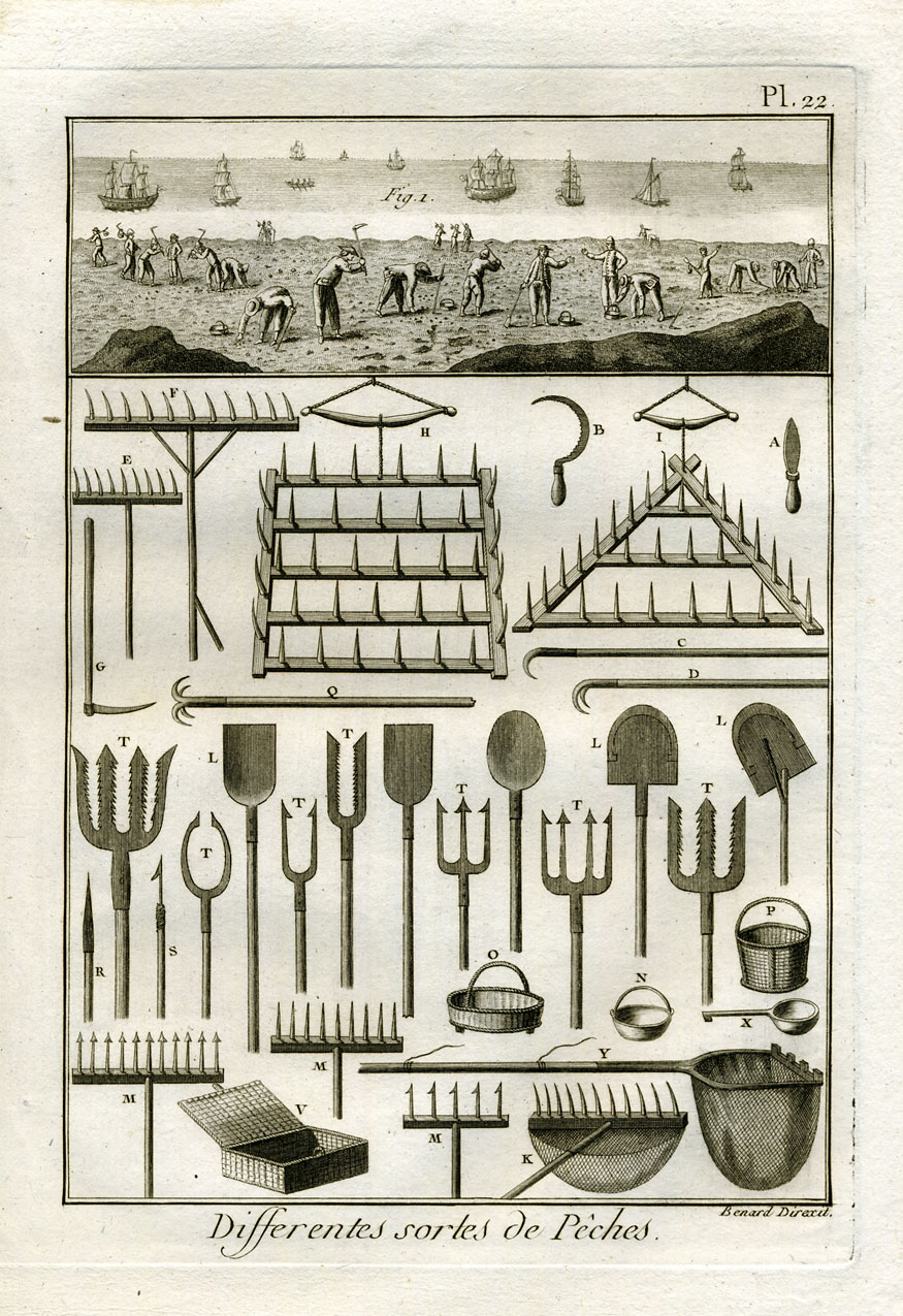 , Antique Fishing Print-Plate 22-BEACH-SHELLS-Panckoucke-1793, Pictura Antique Prints