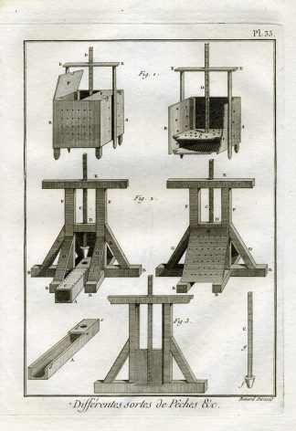 Antique Fishing Print-HUTCH-POND-VALVE-Panckoucke-1793