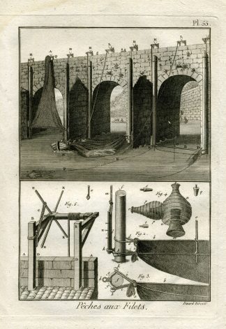 Antique Fishing Print-BRIDGE-FYKES-Panckoucke-1793