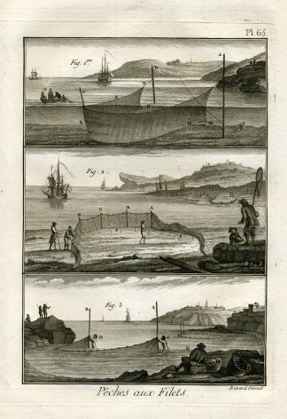 Antique Fishing Print-SIMPLE-NETS-Panckoucke-1793