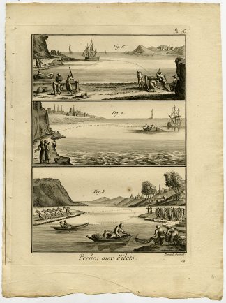 Antique Fishing Print-SAINE-HOIST-Pl. 76-Panckoucke-1793
