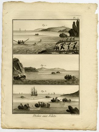 Antique Fishing Print-COLLERET-BOAT-Pl. 77-Panckoucke-1793
