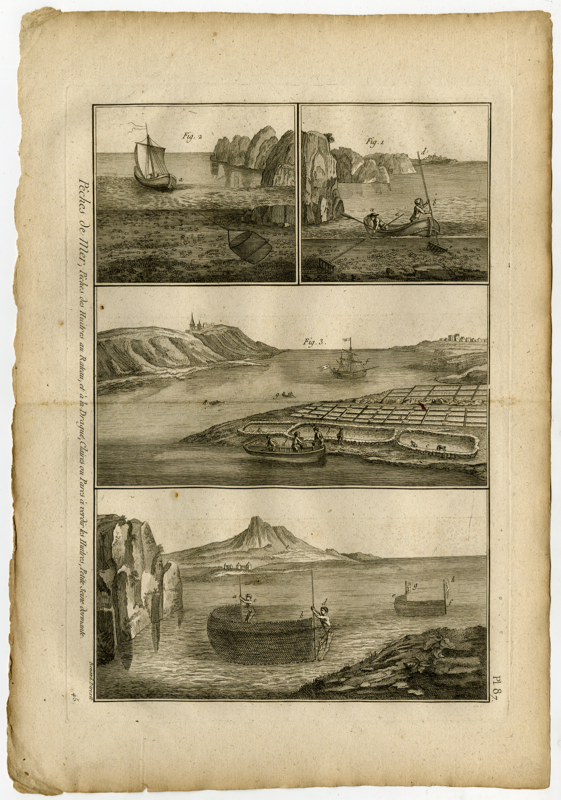 , Antique Fishing Print-OYSTERS-SEINE-Pl. 87-Panckoucke-1793, Pictura Antique Prints