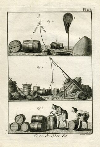 Antique Fishing Print-TOOLS-BARREL-Panckoucke-1793