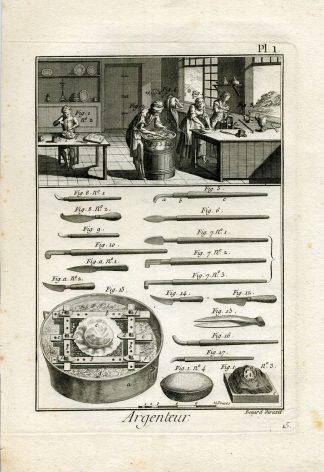 2 Antique Prints-SILVER COATING-Panckoucke-1782