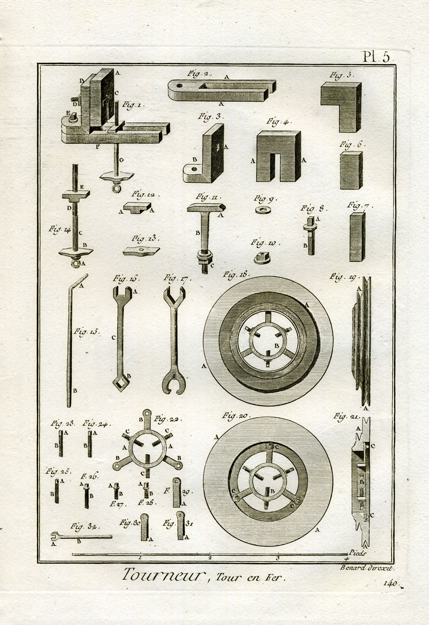 , 44 Antique Prints-LATHE-TURN LOCKSMITH-Panckoucke-1782, Pictura Antique Prints