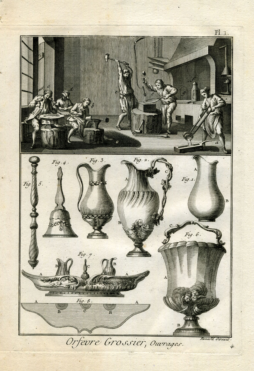 , 12 Antique Prints-GOLDSMITH-METAL-Panckoucke-1782, Pictura Antique Prints