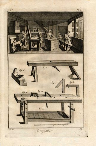 2 Antique Prints-WOOD BOX MAKER-Panckoucke-1769
