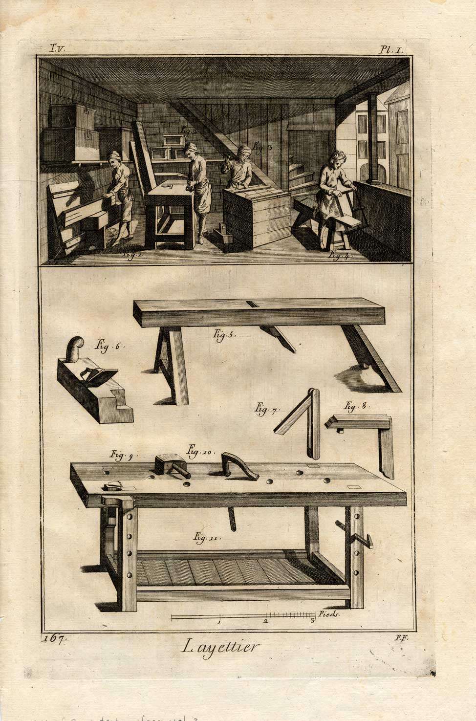 , 2 Antique Prints-WOOD BOX MAKER-Panckoucke-1769, Pictura Antique Prints
