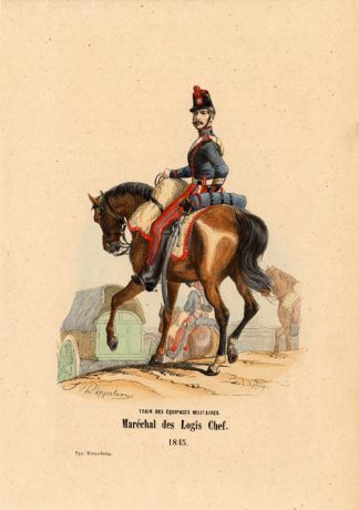 Antique History Print-ARMY-FRANCE-MARSHAL-HORSE-1852