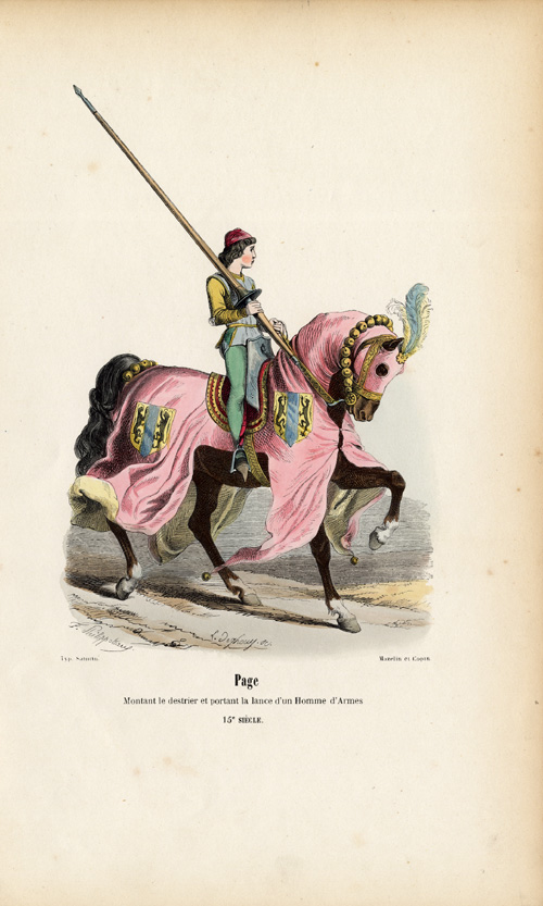 , Antique HistoryPrint-ARMY-FRANCE-PAGE BOY-HORSE-1852, Pictura Antique Prints