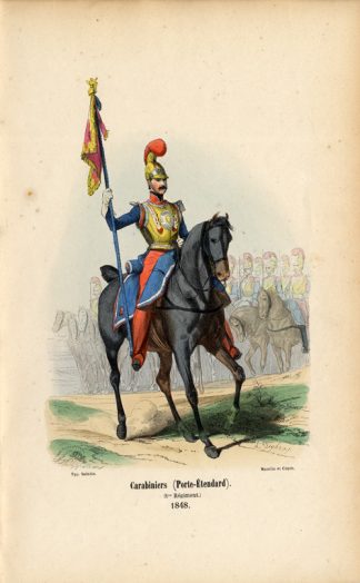 Antique History Print-ARMY-FRANCE-SOLDIER-HORSE-1852