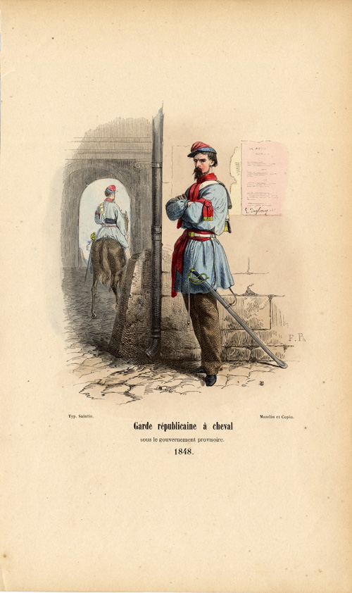 , Antique History Print-ARMY-FRANCE-GARDE-HORSE-1852, Pictura Antique Prints