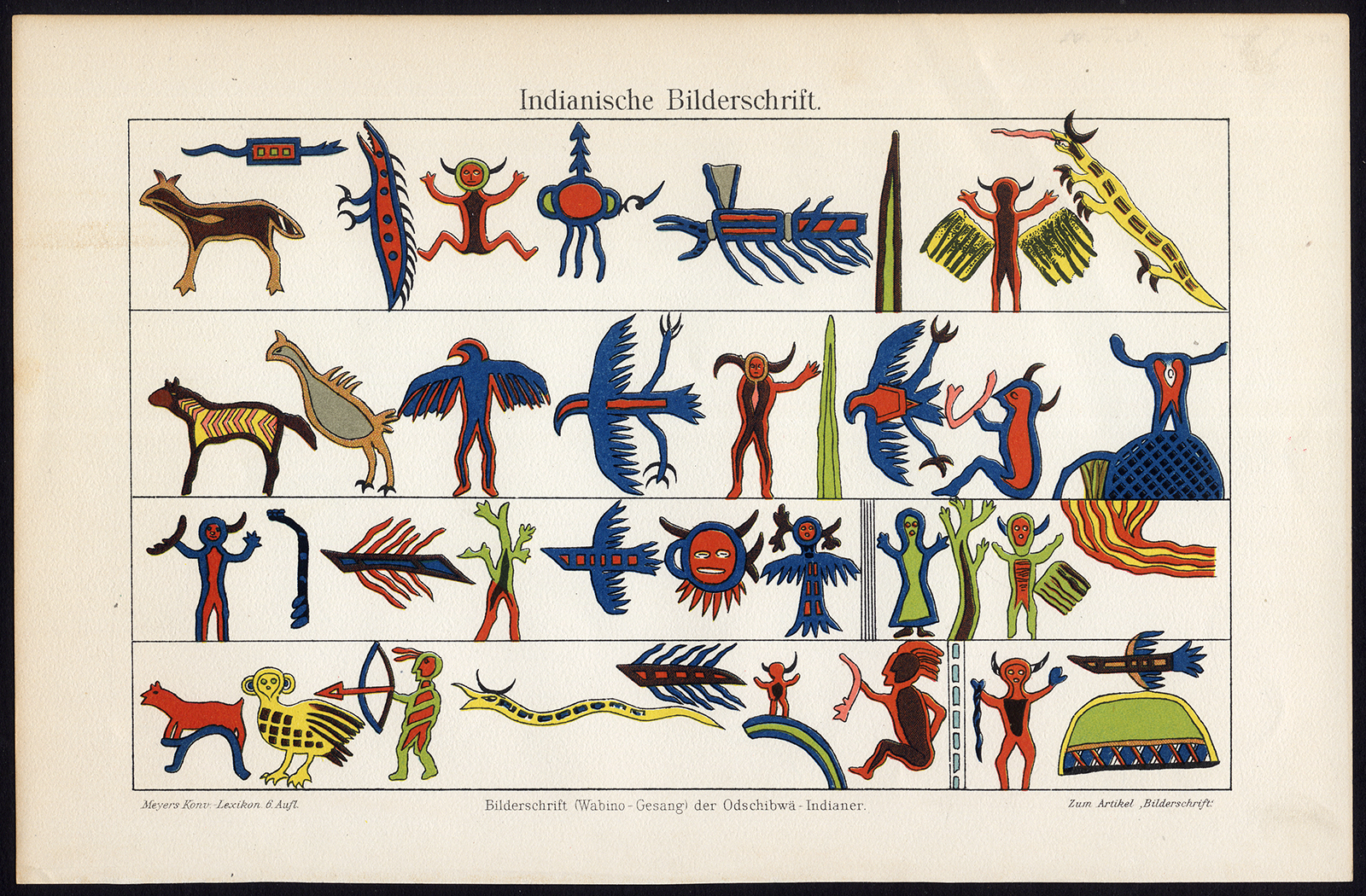 , Antique Prints-NATIVE AMERICAN-WRITING-OJIBWA-USA-Meyers-1902, Pictura Antique Prints
