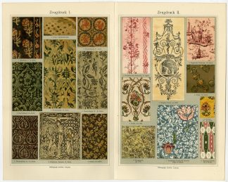 Antique Print-WALLPAPER-PAPER-HANGINGS-Meyers-1885