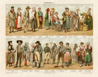 Antique Prints-NATIONAL COSTUMES-EUROPE-Meyers-1897