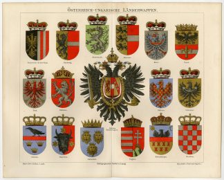 Antique Prints-HERALDRY-AUSTRIA-TIROL-HUNGARY-CROATIA-Meyers-1895