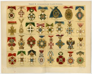 Antique Print-ORDERS-EUROPEAN-SWEDEN-AUSTRIA-DENMARK-BELGIUM-Meyers-1893