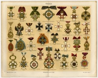 Antique Print-ORDERS-GERMANY-PRUSSIA-SAXONY-WEIMAR-Meyers-1895