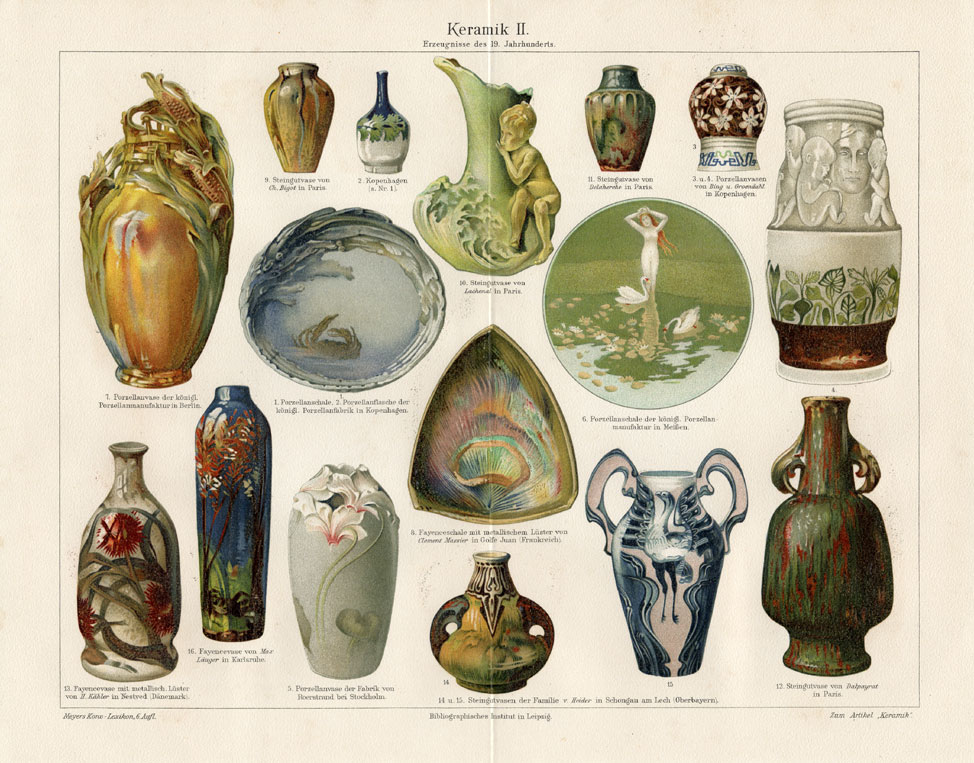 , Antique Prints-CERAMICS-POT-PLATE-Meyers-1897, Pictura Antique Prints
