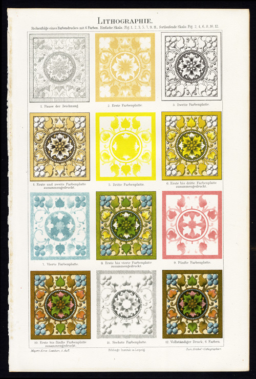 , Antique Prints-LITHOGRAPHIC COLOR PRINTING-SIX COLOUR-Meyers-1900, Pictura Antique Prints