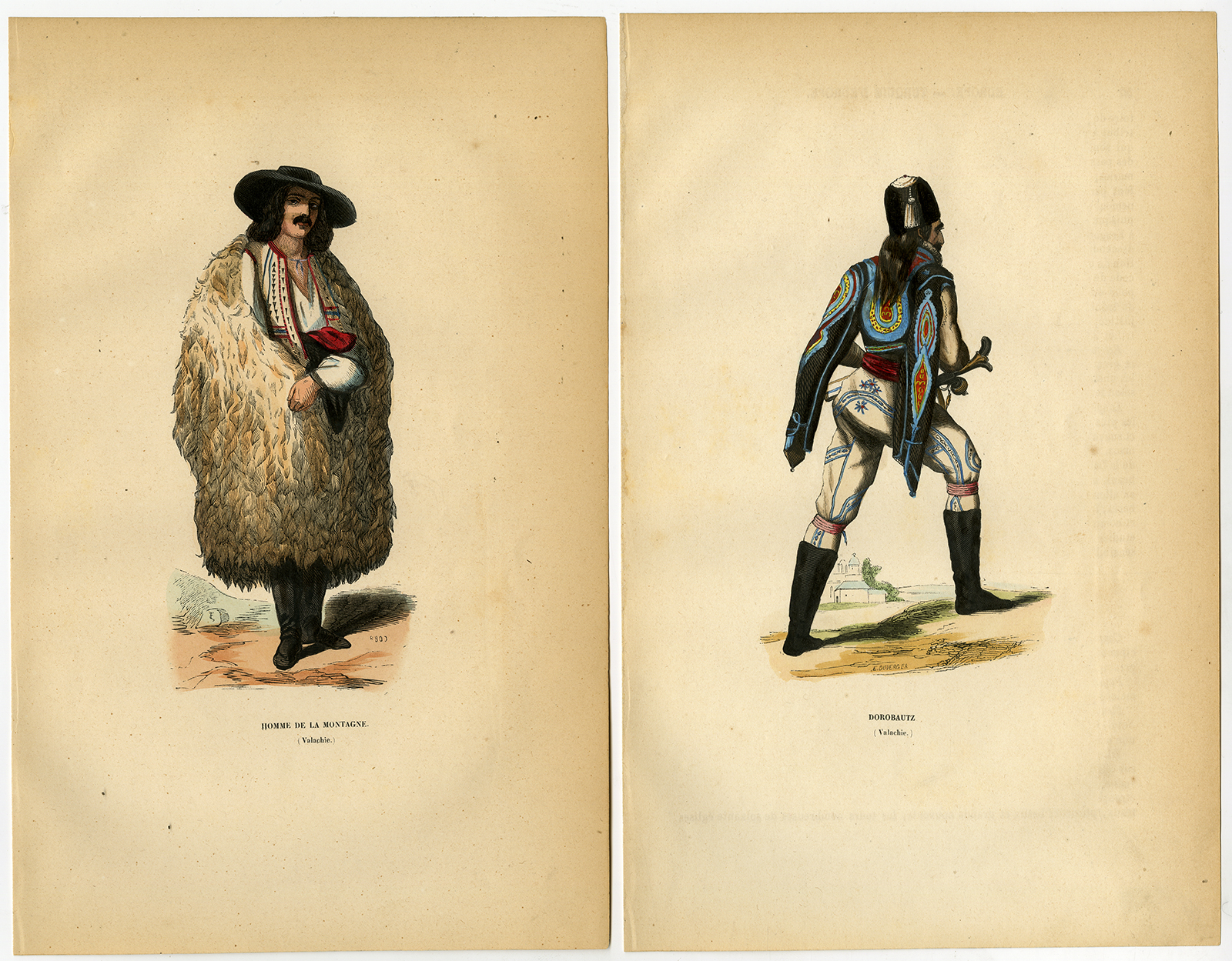 , 3 Antique Prints-COSTUME-WALLACHIA-ROMANIA-Wahlen-1844, Pictura Antique Prints