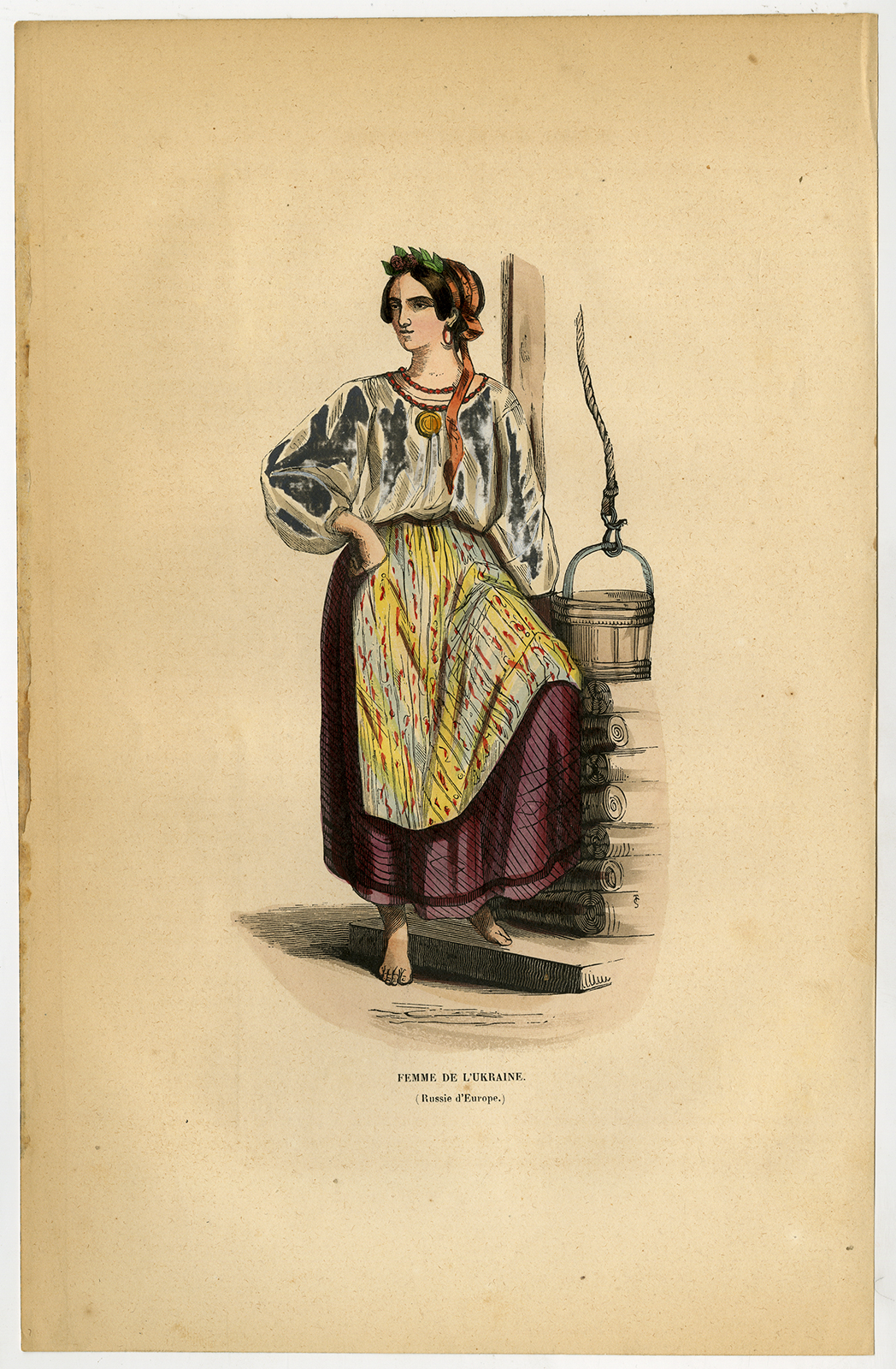 , 5 Antique Prints-RUSSIA-COSTUME-FASHION-TRADITIONAL-Wahlen-1844, Pictura Antique Prints
