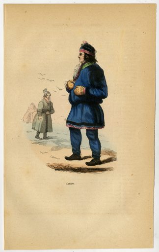 Antique Print-LAPLAND-COSTUME-TRADITIONAL FASHION-Wahlen-1844