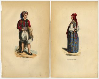 6 Antique Prints-ALGERIA-FASHION-COSTUME-SLAVE-WARRIOR-JEWISH WOMAN-Wahlen-1844