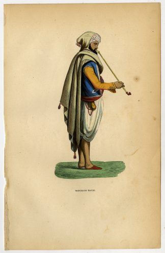 Antique Print-NORTH AFRICA-FASHION-COSTUME-MERCHANT-PIPE-MOOR-Wahlen-1844