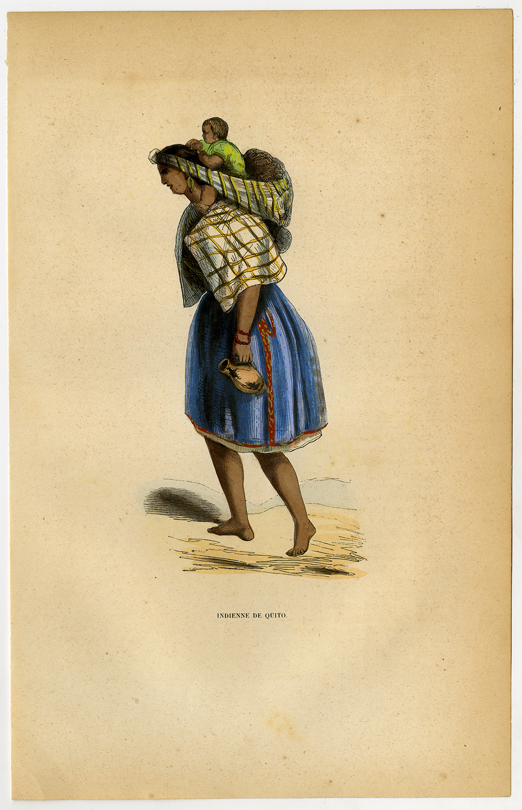, Antique Print-SOUTH AMERICA-QUITO-ECUADOR-BABY-COSTUME-Wahlen-1844, Pictura Antique Prints