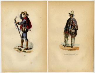 3 Antique Prints-SOUTH AMERICA-CHILE-ARGENTINA-MAN-COSTUME-Wahlen-1844