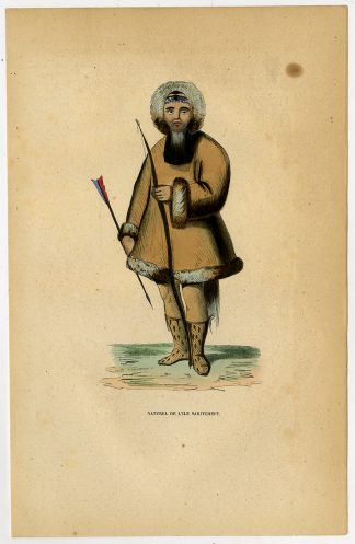 Antique Print-ALASKA-HUNTER-POLAR-COSTUME-SARITCHEFF-NATIVE-Wahlen-1844