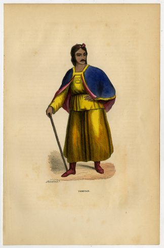 Antique Print-TIBET-COSTUME-MAN-Wahlen-1844