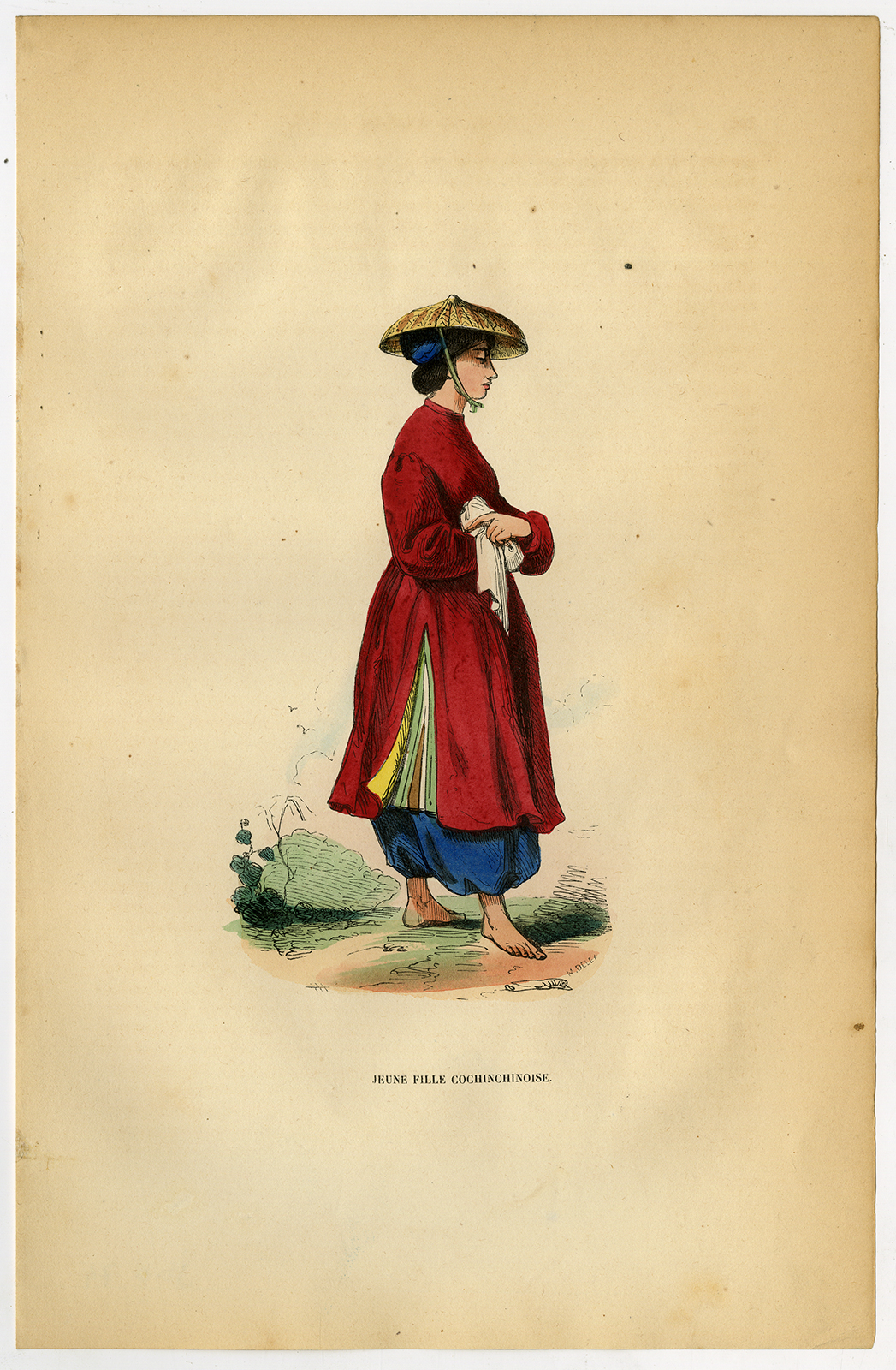 , 3 Antique Prints-VIETNAM-COCHINCHINA-SOLDIER-COMMONER-YOUNG WOMAN-Wahlen-1844, Pictura Antique Prints