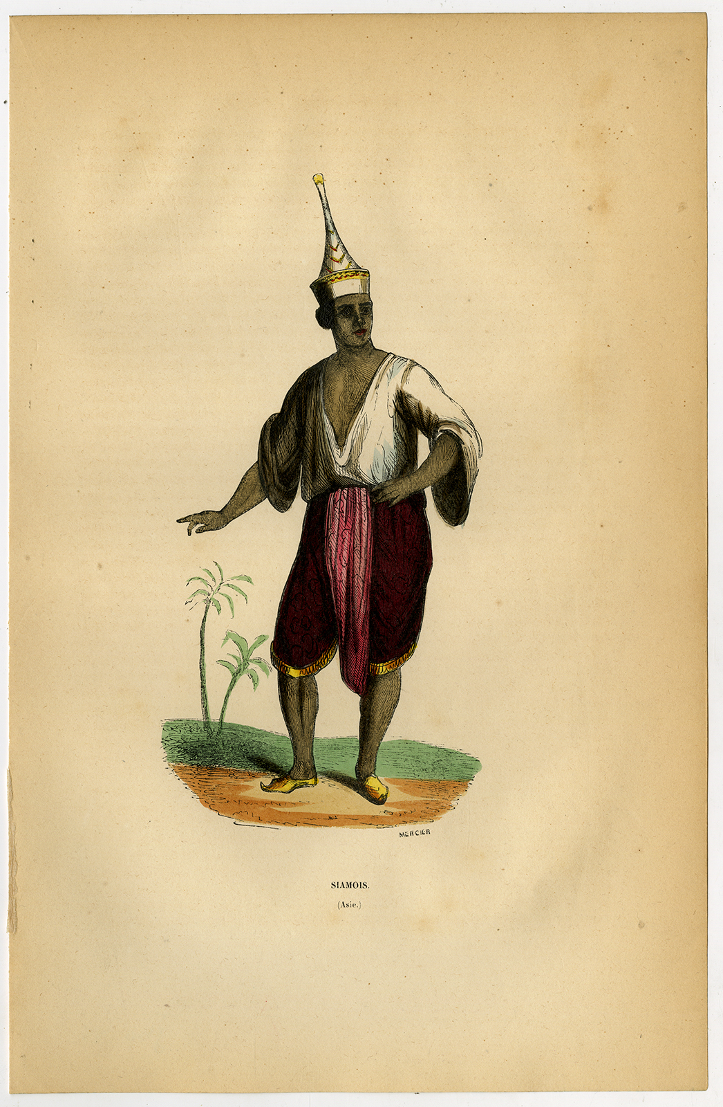 , Antique Print-SIAM-THAILAND-COSTUME-MAN-Wahlen-1844, Pictura Antique Prints