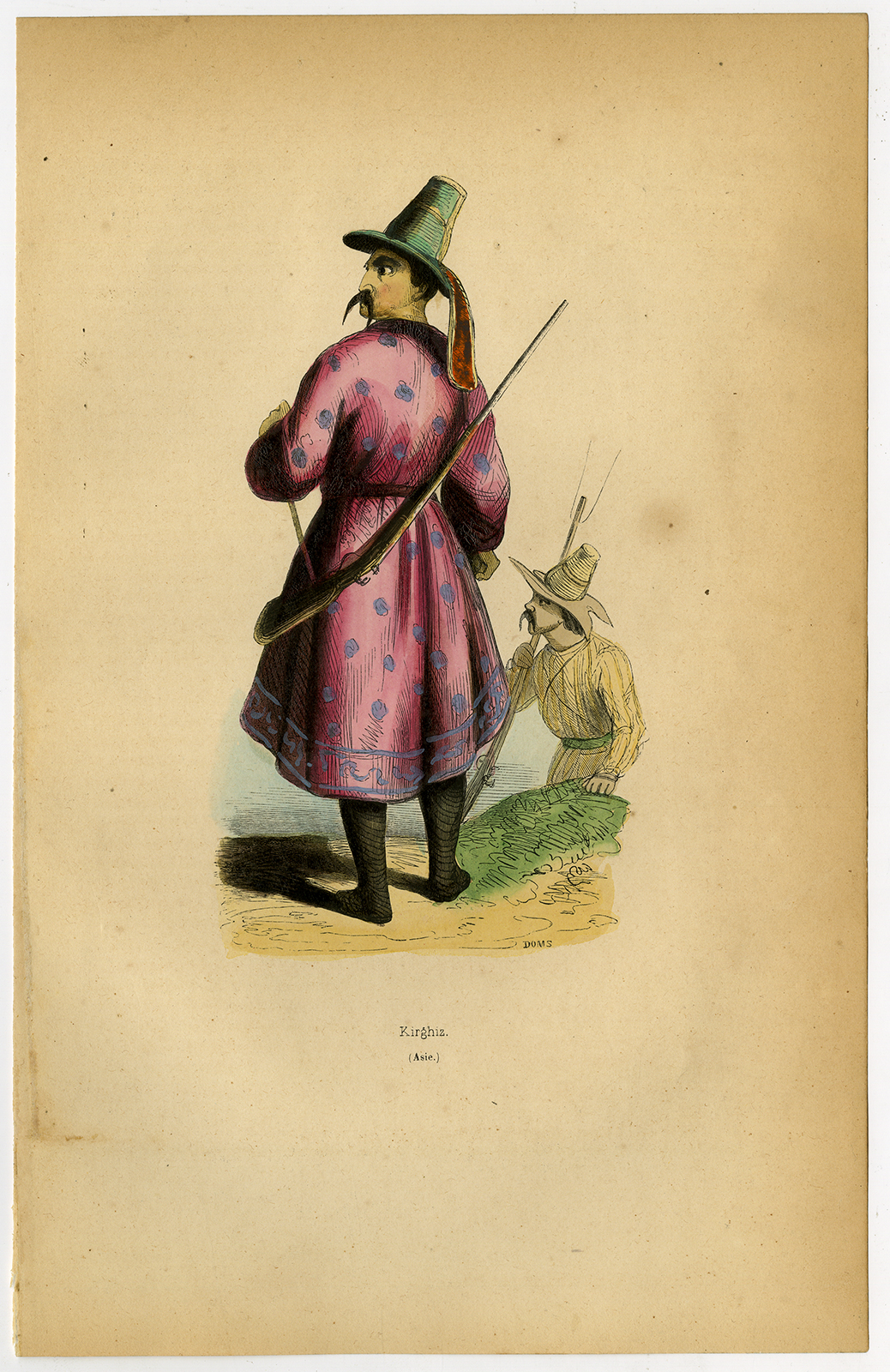 , Antique Print-KIYRGYZ-KYRGYZSTAN-KIRGHIZIA-COSTUME-RIFLE-Wahlen-1844, Pictura Antique Prints