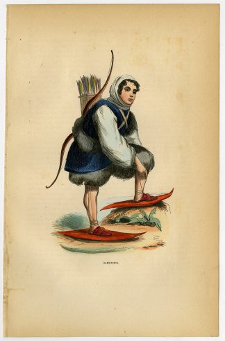 Antique Print-SAMOYEDIC-SIBERIA-URALIC-MAN-HUNTER-SNOW SHOES-Wahlen-1844