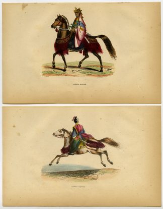 7 Antique Prints-MILITARY-JAPAN-COSTUME-GENERAL-MUSICIAN-CAVALRY-Wahlen-1844