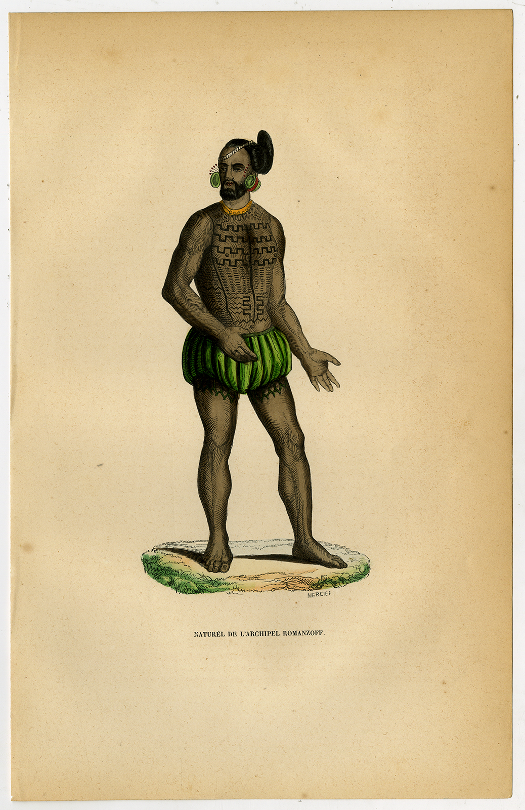 Jbo132 416x641 Antique Print-TUAMOTU-NATIVE-TATTOO-POLYNESIA-ROMANZOFF-Wahlen-1844