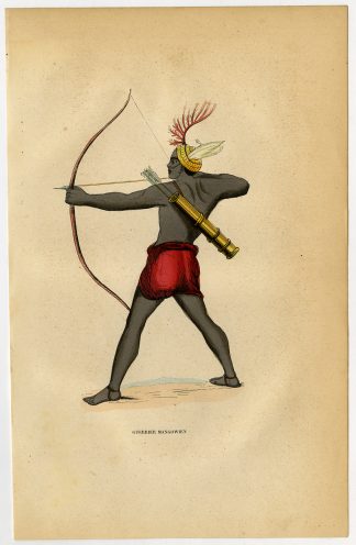 Antique Print-WARRIOR-BOW ARROW-AFRICA-MANGOWIEN-TOGO-Wahlen-1844