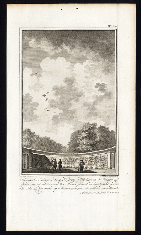 , Antique Print-ECHO WALL-GARDEN-Martinet-1779, Pictura Antique Prints