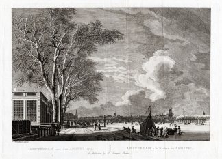 Antique Print-AMSTERDAM-NETHERLANDS-WINTER VIEW-AMSTEL-ICE SKATING-Fouquet-1783
